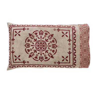 Custom House Burgundy Tan Jacquard Standard Pillow Case Set of 2 21x30+4 - The Fox Decor